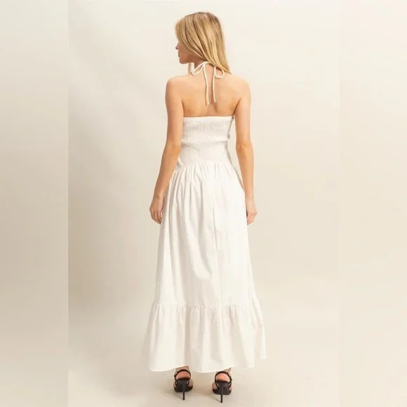Elegant White Halter Maxi Dress - Picture 2 of 2